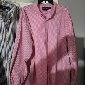 2 Big and Tall Ralph Lauren Stripped Polo Dress Long Sleeve Button Down Shirts